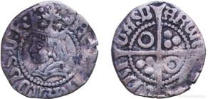 Coins of Spain: Spain Principality of Catalonia 1479 - 1516 ½ Groat - Ferdinand II (wavy hair) Silver (.958) 1.5g V
